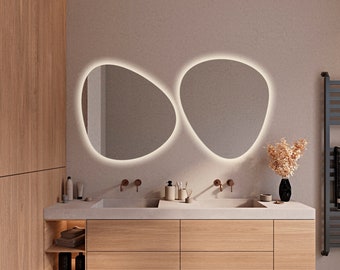 Miroir pour miroir asymétrique de salle de bains, miroir irrégulier, décor mural de miroir de vanité, miroir de couloir d’entrée, miroir de chambre à coucher décor de maison