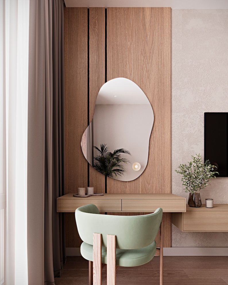 Bathroom LED Asymmetrical Mirror Home Decor Aesthetic Wall Mirror Bathroom Design Irregular Custom Design Mirror Bedroom Vanity Mirror zdjęcie 4