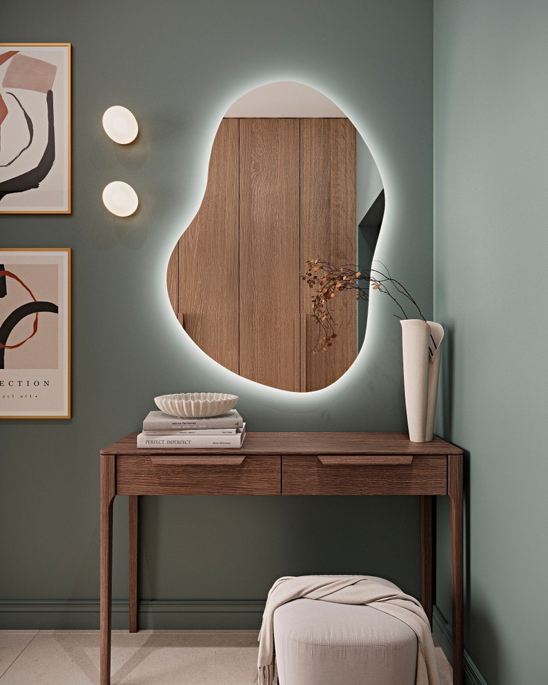 Espejo De Lavabo De Dormitorio De Baño Asimétrico, Espejo Decorativo Led, Espejo Led, Espejo Irregular, Espejo Decorativo Moderno De Pared imagen 5