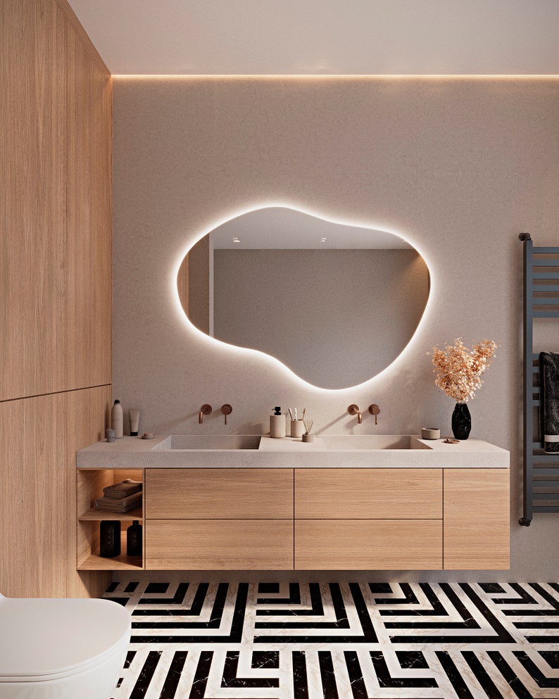 Espejo De Lavabo De Dormitorio De Baño Asimétrico, Espejo Decorativo Led, Espejo Led, Espejo Irregular, Espejo Decorativo Moderno De Pared imagen 2