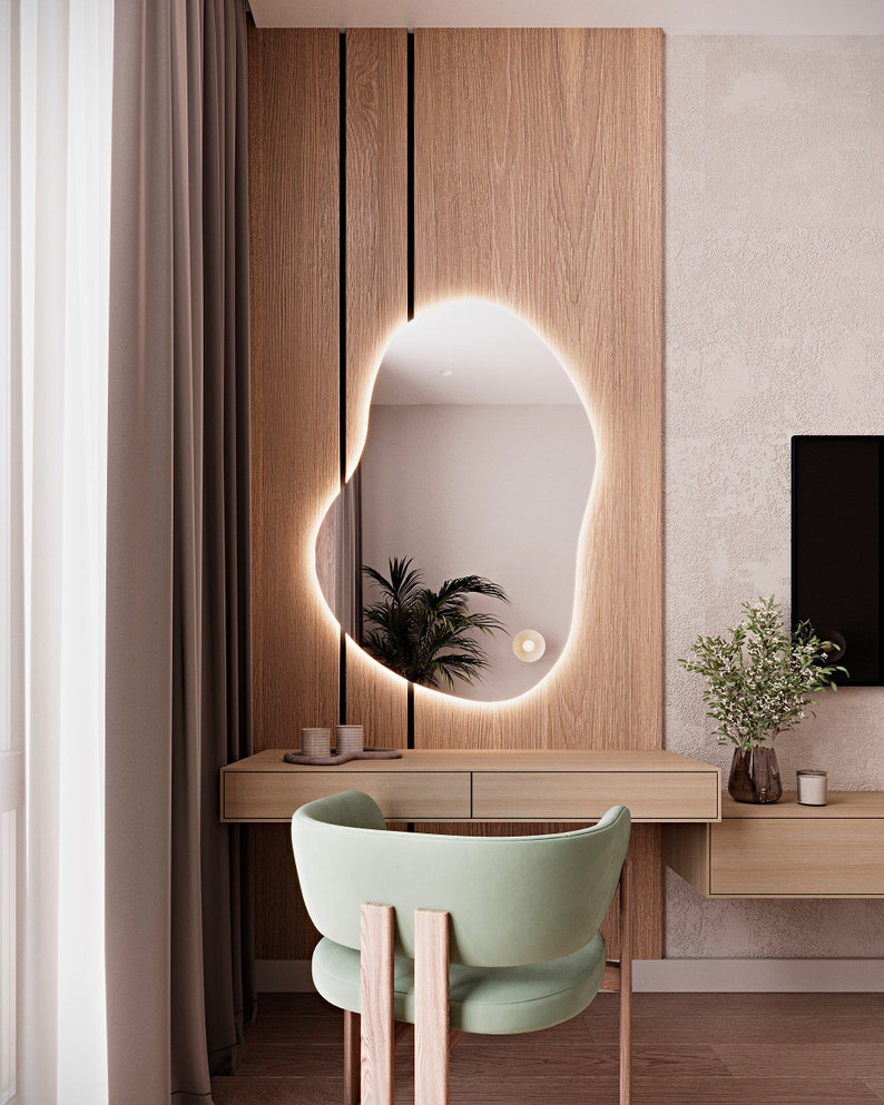 Espejo De Lavabo De Dormitorio De Baño Asimétrico, Espejo Decorativo Led, Espejo Led, Espejo Irregular, Espejo Decorativo Moderno De Pared imagen 3