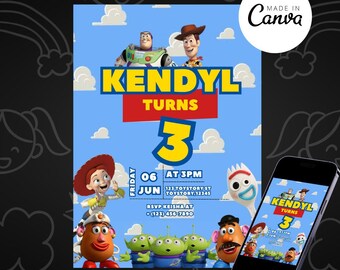 Toy Story Invitation Toy Story Birthday Invitation Toy Story Party Buzz Lightyear Birthday invitation Instant Digital Download Template