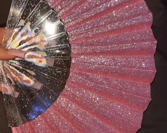 Personalised glitter Rave/Festival Fan