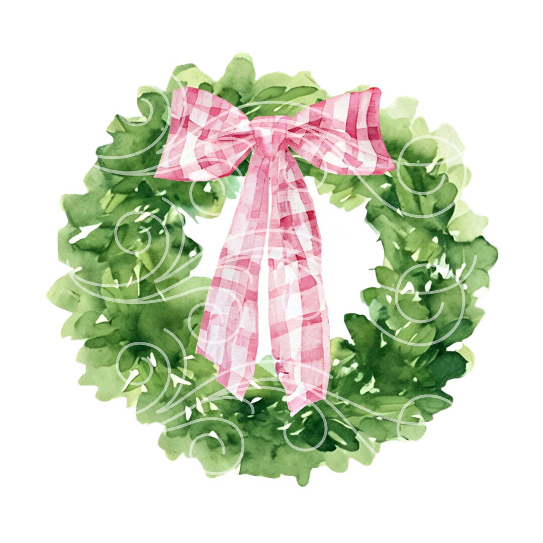 Pink Gingham Bow Wreath PNG Clip Art Commercial Use - Etsy