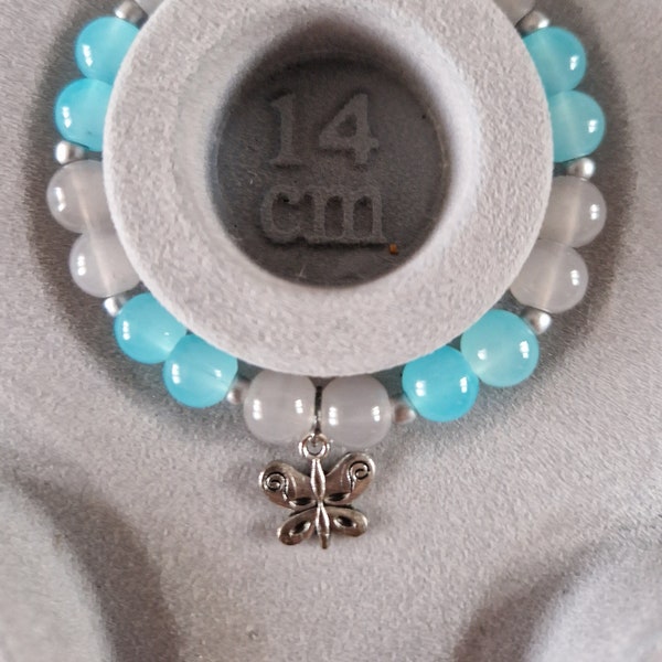 Bracelet bleu-gris avec perles de verre