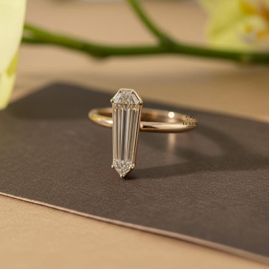 Shield Cut Lab-Grown Yellow Gold Ring