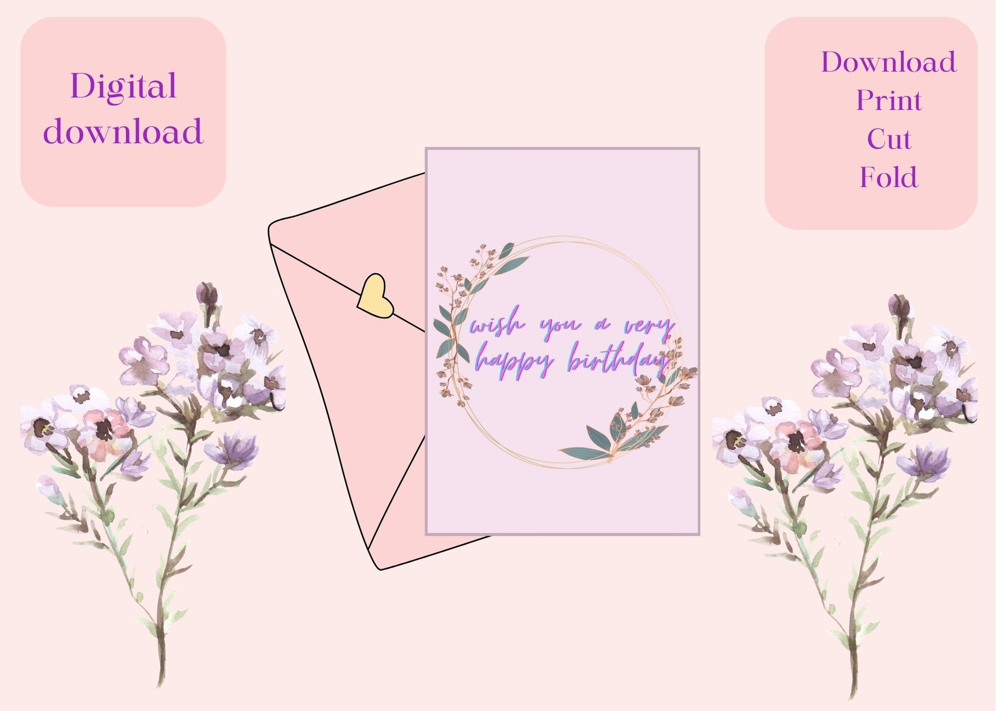 Printable Birthday Card , Instant Download , Birthday Greetings - Etsy
