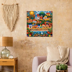Classic Salvadoran Village Folk Art on Semi-Glossy Legacy Paper Poster