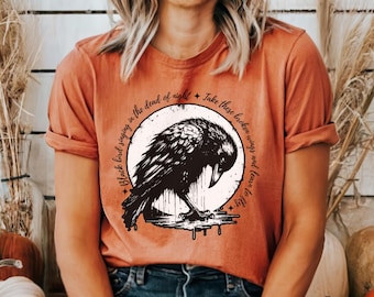 Blackbird Singing In The Dead of Night Shirt, Whimsigoth Raven Shirt, Gothic Raven Shirt, Boho Crow tshirt, Dark Academia