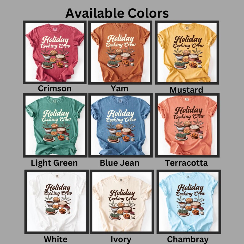 Chemise pour équipe de cuisine des fêtes Comfort Colors, chemise pour équipe de cuisine pour Thanksgiving, chemise pour équipe de cuisine de Noël, t-shirt pour équipe de cuisine pour les fêtes de groupe image 6