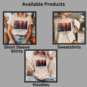 Puede incluir: La imagen muestra camisetas de manga corta, sudaderas y sudaderas con capucha. Cada prenda presenta un dise&ntilde;o con una silueta y paneles verticales de colores. El texto de las camisetas dice: "Cuanto m&aacute;s tenemos, m&aacute;s queremos. Manteni&eacute;ndonos so&ntilde;ando con lo bello."
