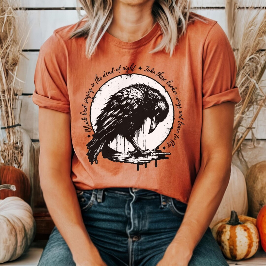 Blackbird Singing in the Dead of Night Shirt, Whimsigoth Raven Shirt ...