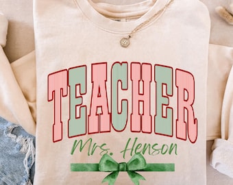 Sweat-shirt Comfort Colors Holiday Teacher, sweat-shirt de Noël pour les enseignants