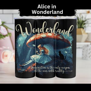 Vintage Alice in Wonderland Water Tumbler, 20oz Skinny Tumbler, Alice in Wonderland Gift, Gift for Reading Teacher, Literary Gift, Librarian
