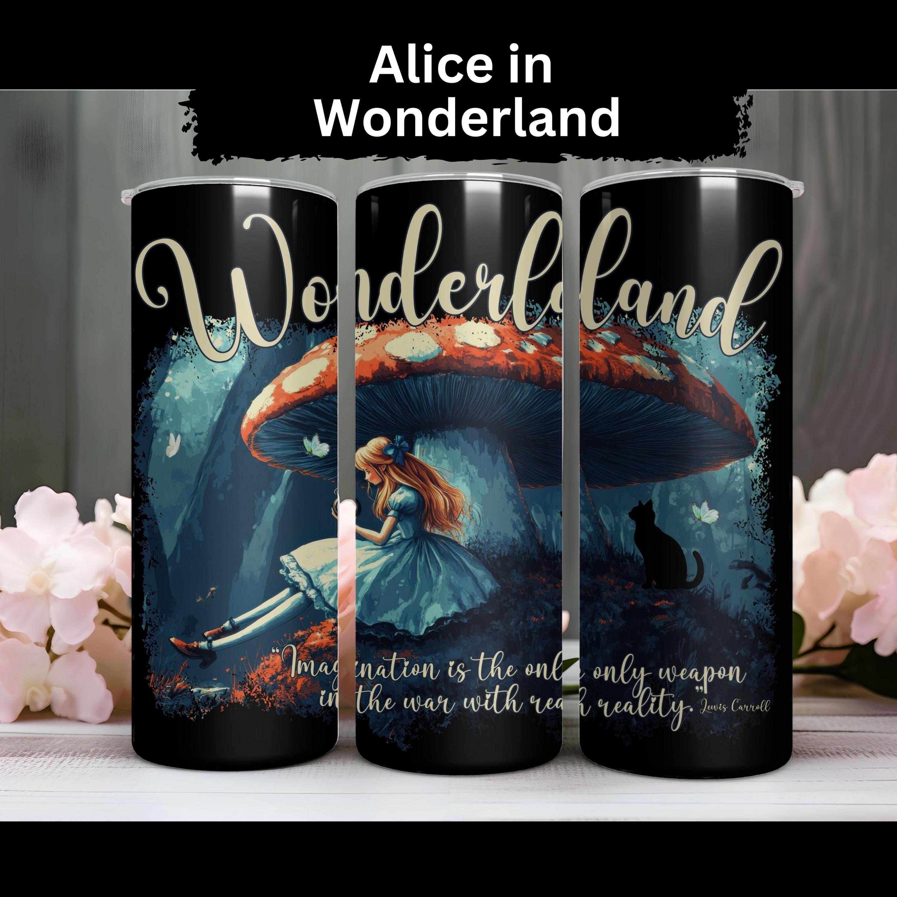 Vintage Alice in Wonderland Water Tumbler, 20oz Skinny Tumbler, Alice