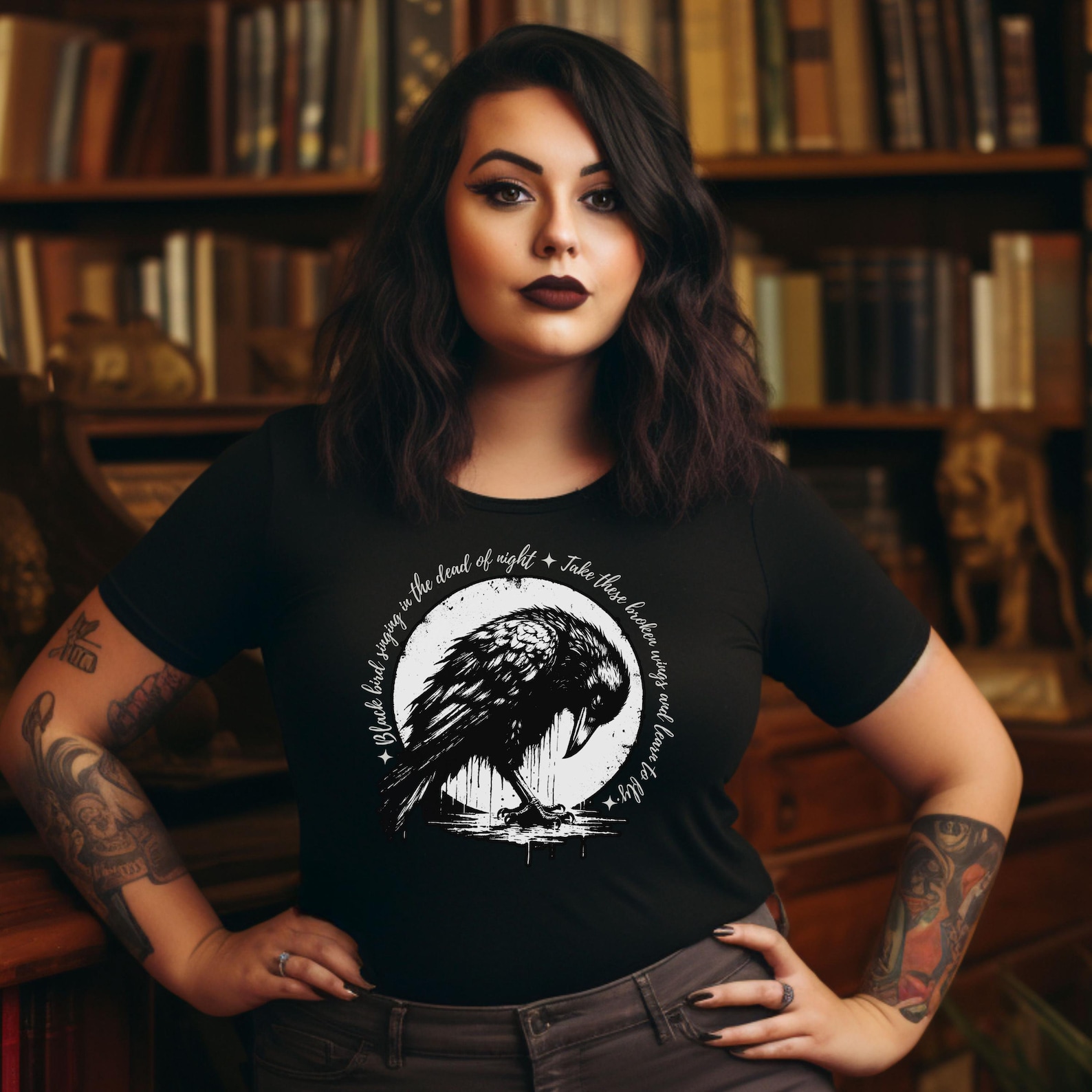 Blackbird Singing in the Dead of Night Shirt, Whimsigoth Raven Shirt ...