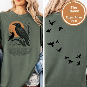 The Raven by Edgar Allan Poe, Comfort Colors Raven Shirt, Gothic Raven Shirt, Gothic Raven Shirt, Boho Crow tshirt, Dark Academia