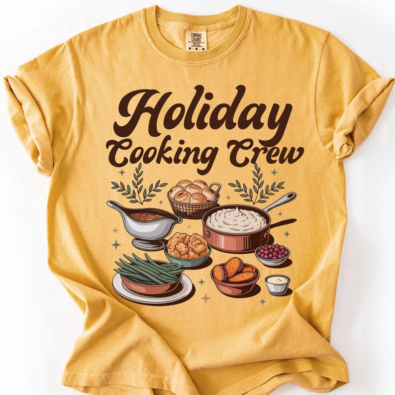 Chemise pour équipe de cuisine des fêtes Comfort Colors, chemise pour équipe de cuisine pour Thanksgiving, chemise pour équipe de cuisine de Noël, t-shirt pour équipe de cuisine pour les fêtes de groupe Mustard