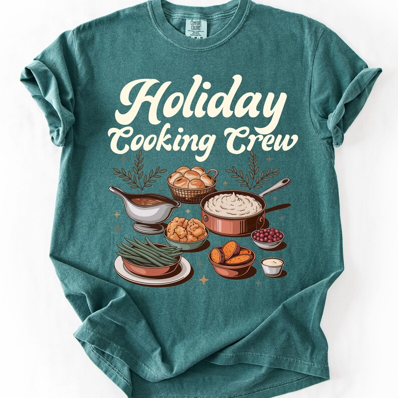 Chemise pour équipe de cuisine des fêtes Comfort Colors, chemise pour équipe de cuisine pour Thanksgiving, chemise pour équipe de cuisine de Noël, t-shirt pour équipe de cuisine pour les fêtes de groupe Blue Spruce