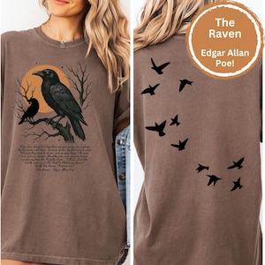 The Raven by Edgar Allan Poe, Comfort Colors Raven Shirt, Gothic Raven Shirt, Gothic Raven Shirt, Boho Crow tshirt, Dark Academia