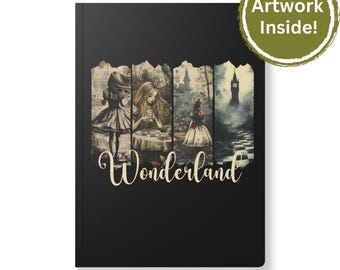 Gothic Alice in Wonderland Journal with inside prints, Vintage Wonderland Diary, Mad Hatter Softcover Notebook, Alice in Wonderland Gift