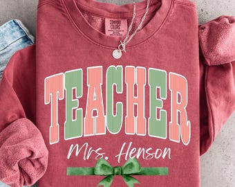 Sweat-shirt Comfort Colors Holiday Teacher, sweat-shirt de Noël pour les enseignants