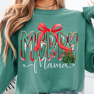 Comfort Colors Merry Mama Shirt, Holiday Shirts for Women, Christmas Mama Shirts, Gift for Mom