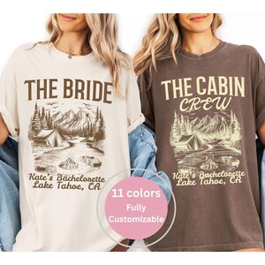 Custom Camp Bachelorette Shirt, The Cabin Crew Hiking Bridal Party Shirt, Mountain Bride Shirt. Lake Bachelorette, Camp Themed Bach Party