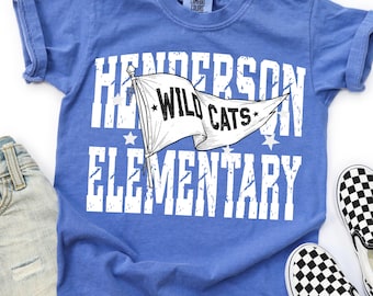 Custom School Name Shirts, School Mascot Pennant Flag, Back to School Shirts, Field Day Shirt
