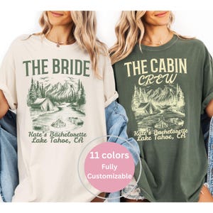 Custom Camp Bachelorette Shirt, The Cabin Crew Hiking Bridal Party Shirt, Mountain Bride Shirt. Lake Bachelorette, Camp Themed Bach Party