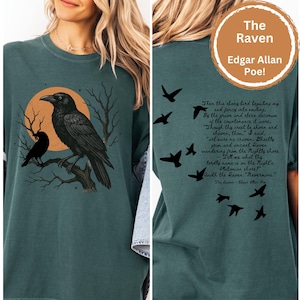 The Raven by Edgar Allan Poe, Comfort Colors Raven Shirt, Whimsigoth Raven Shirt, Gothic Raven Shirt, Boho Crow tshirt, Dark Academia