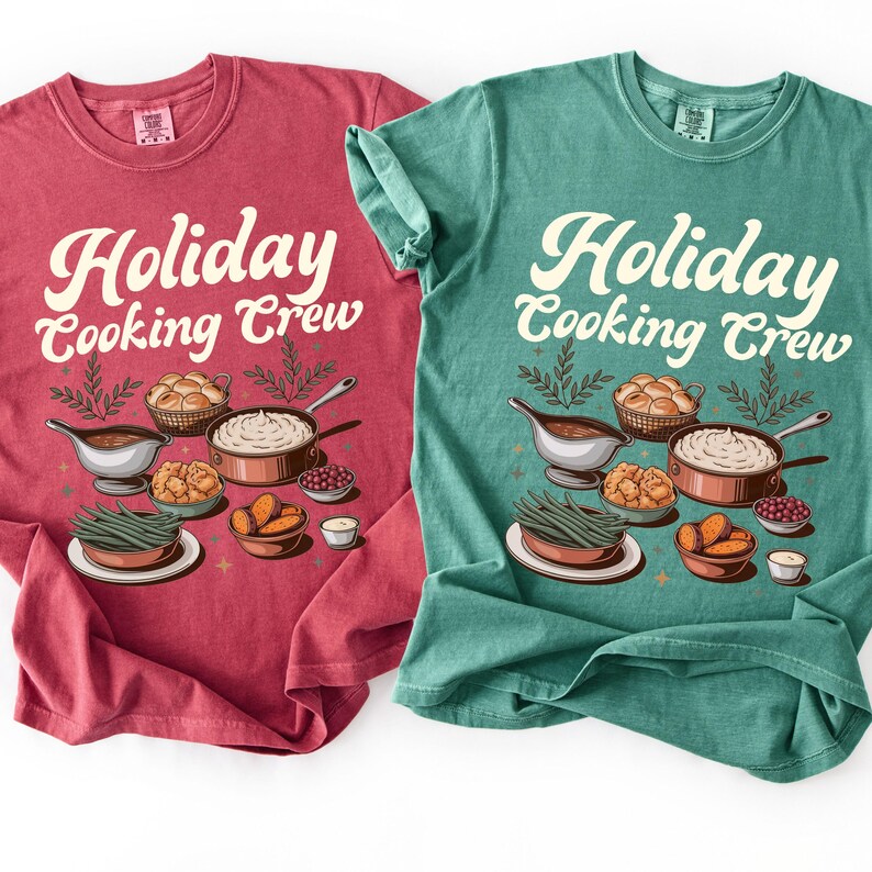 Chemise pour équipe de cuisine des fêtes Comfort Colors, chemise pour équipe de cuisine pour Thanksgiving, chemise pour équipe de cuisine de Noël, t-shirt pour équipe de cuisine pour les fêtes de groupe image 3