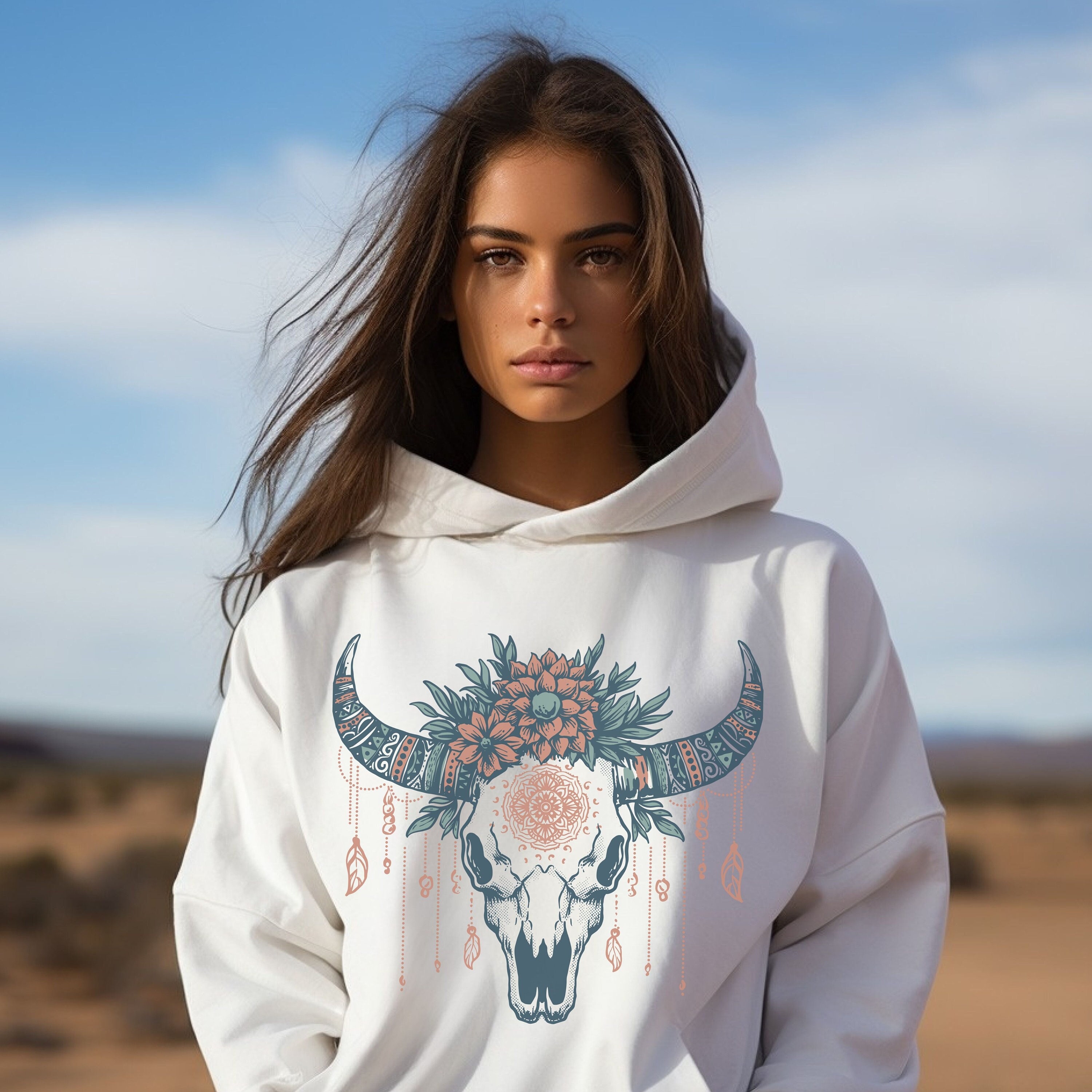 Boho Cow Skull  T-shirt