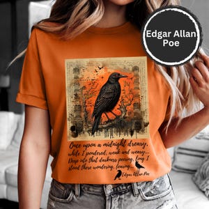 The Raven by Edgar Allan Poe, Poetry Shirt, Whimsigoth Raven Shirt, Gothic Raven Shirt, Boho Crow tshirt, Dark Academia, Raven Goblincore