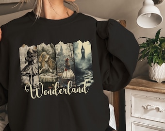 Gothic Alice in Wonderland Sweatshirt, Vintage Alice in Wonderland Sweater, Literary shirts, Mad Hatter, Literature Shirts, Reading Teacher