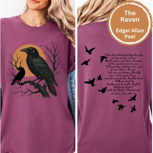The Raven by Edgar Allan Poe, Comfort Colors Raven Shirt, Whimsigoth Raven Shirt, Gothic Raven Shirt, Boho Crow tshirt, Dark Academia