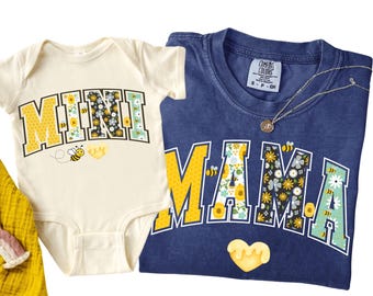 Comfort Colors Mama Honey Bee Shirt, Mini Honey Bee Bodysuit, Personalized Gift for New Mom, Gift for Mother's Day Gift, Pregnancy Reveal