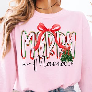 Comfort Colors Merry Mama Shirt, Holiday Shirts for Women, Christmas Mama Shirts, Gift for Mom