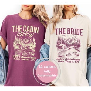 Custom Camp Bachelorette Shirt, The Cabin Crew Hiking Bridal Party Shirt, Mountain Bride Shirt. Lake Bachelorette, Camp Themed Bach Party