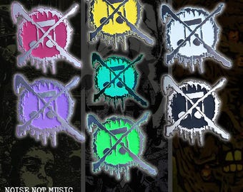 NOISE NOT MUSIC - Glow In The Dark - Enamel Pin badge - various neon colours 60x56.3mm - grindcore blastbeats death metal