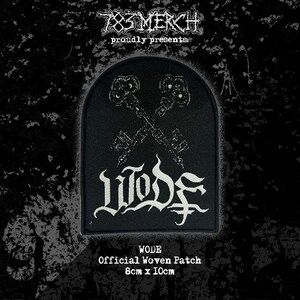 May include: Black woven patch featuring crossed keys and the word "WODE" in a gothic font. The patch is 8cm x 10cm and includes the text "783 MERCH proudly presents:" at the top. The patch is an official woven patch.