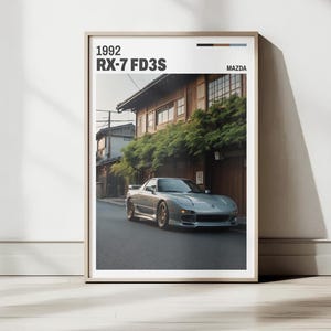 Póster digital Mazda RX-7, arte mural de autos deportivos JDM, impresión de autos japoneses clásicos, obra de arte con motor rotativo, regalo para entusiastas de los automóviles, regalo para él