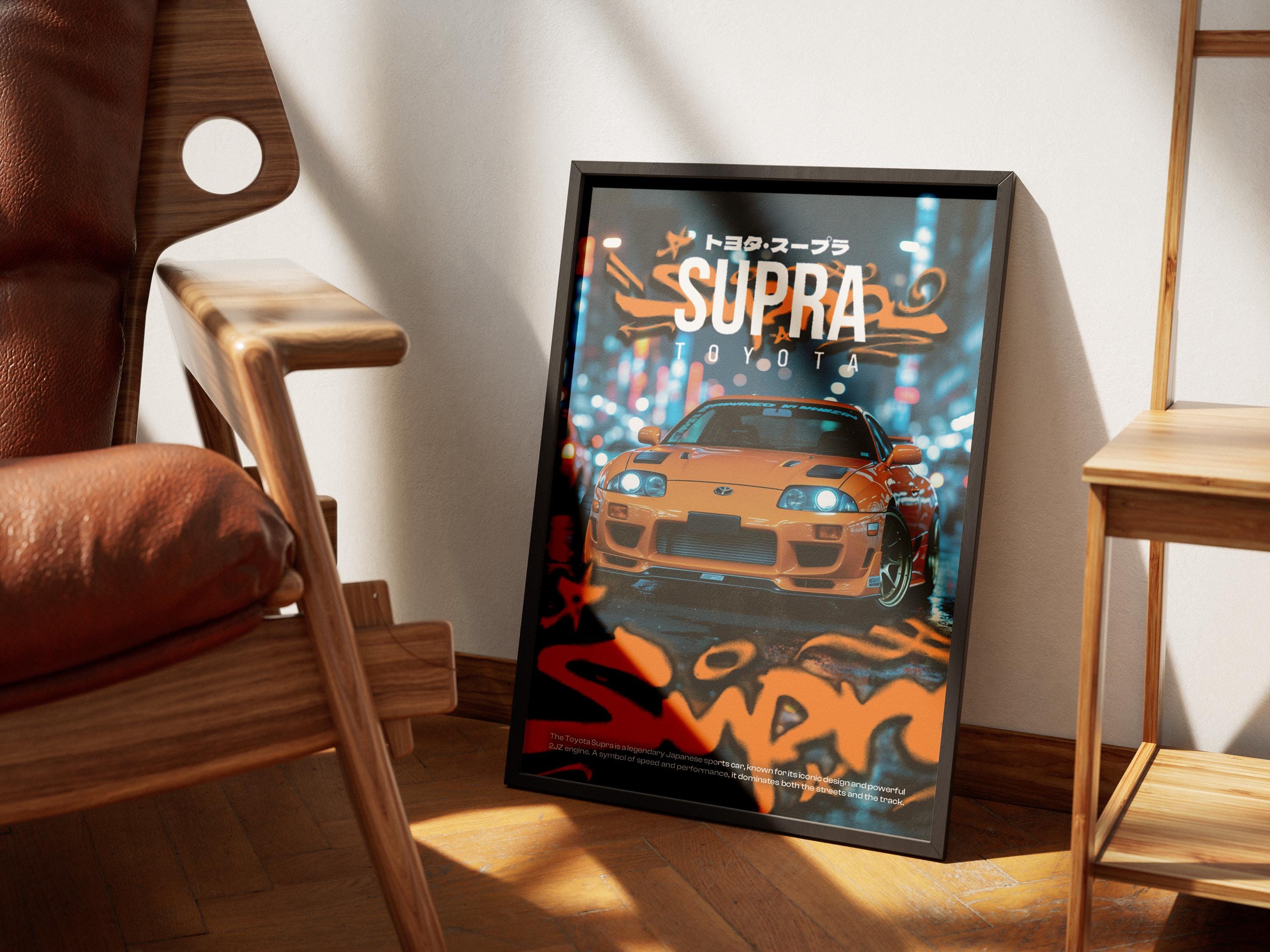 Toyota Supra Digital Car Poster, Japanese Sports Car Print, Tuner