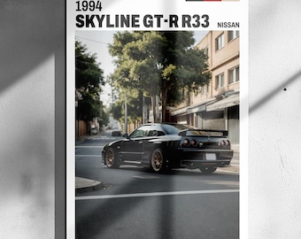 Nissan Skyline GTR R33 JDM Legends Poster Garage Art Motorsports