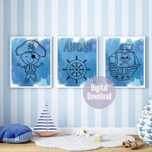 Pirate Nursery Decor - Pirate Wall Art - Toddler Wall Art - Nursery Decor - Pirate Bedroom - Boy Wall Art