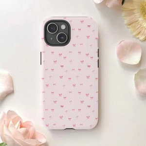 Coquette Phone Case Pink Bow Aesthetic Case Girly iPhone Cover Kawaii Ribbon Phone Accessories Cute Decor Bow Ribbon Girly Trendy Pink Case