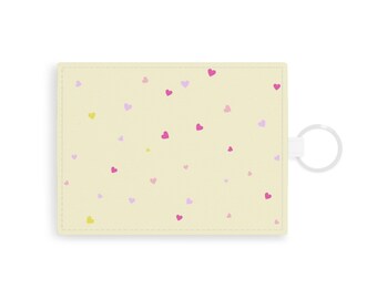 Heart Confetti Card Wallet, Yellow Card Holder, Yellow Card Wallet, Wallet With Hearts, Cute Card Wallet, Cute Valentine's Gift