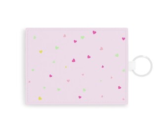 Heart Confetti Card Wallet, Pink Card Holder, Pink Card Wallet, Wallet With Hearts, Pink Card Case, Cute Card Wallet, Cute Valentine's Gift