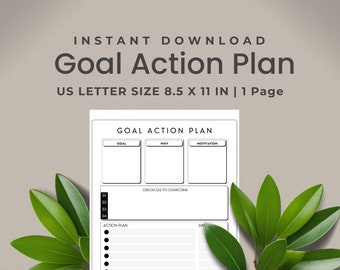 Goal Action Plan Page, Why Section, Motivation Box, Obstacles to Overcome, Black/White Minimal Design, Printable Pdf for Busy Moms, RR002