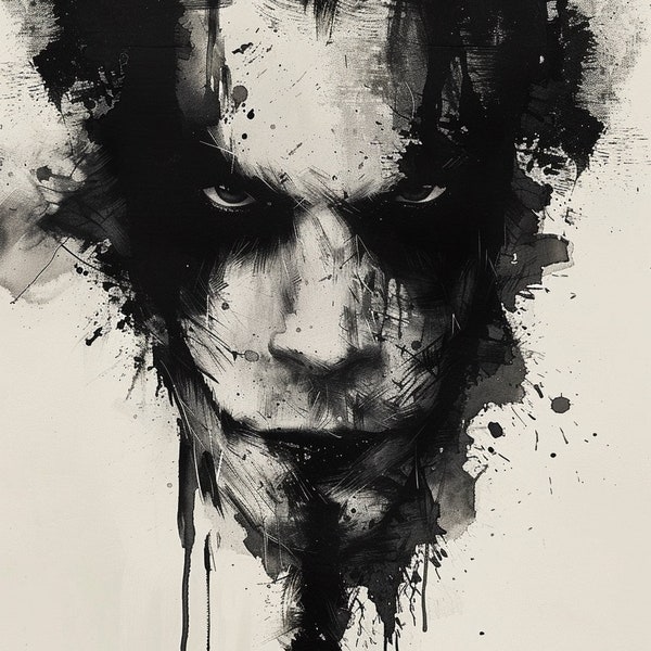 Shadowed Thoughts Unveiled - Original Rorschach Ink_blots Style Portrait Wall Art